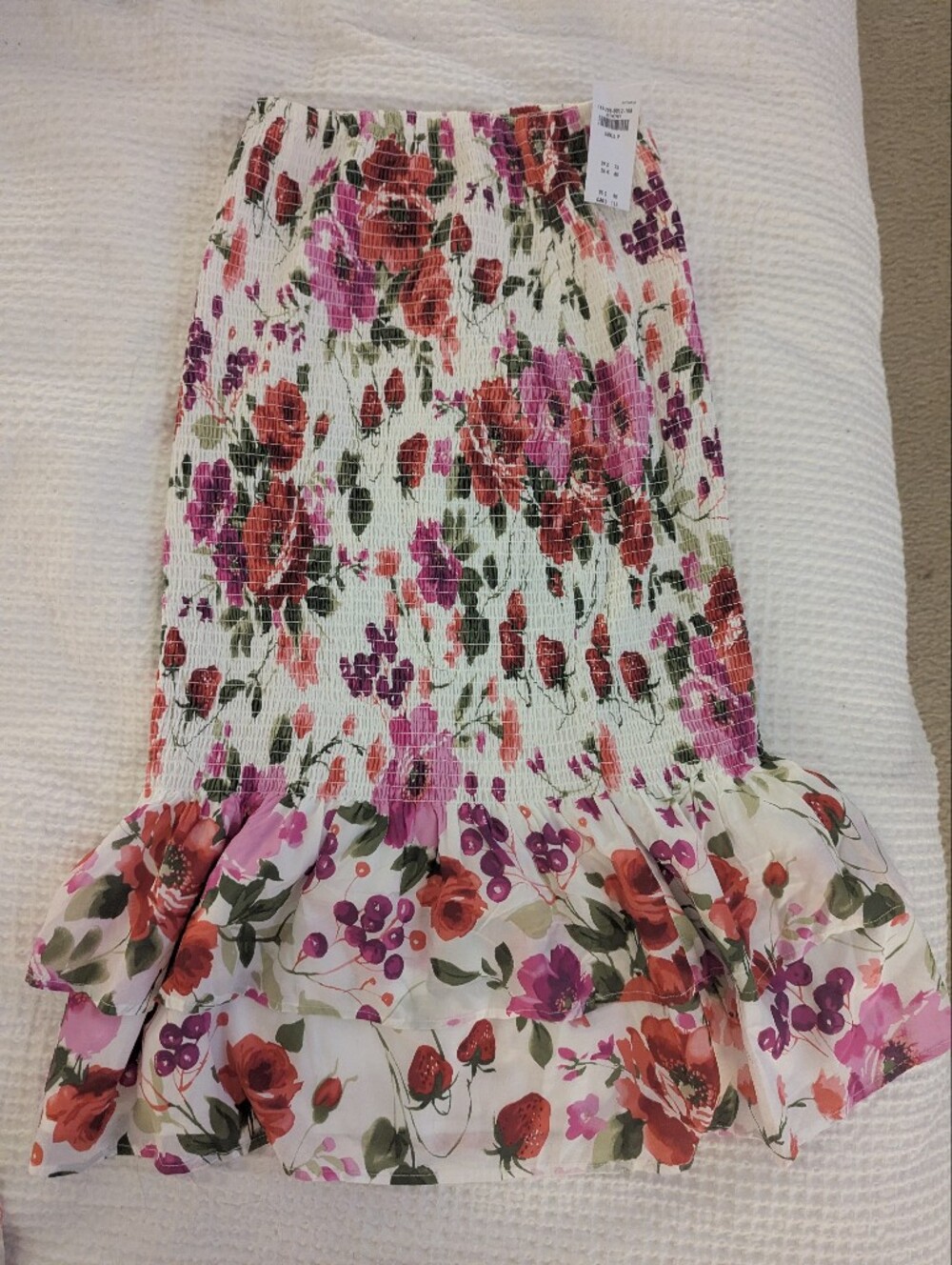 NWT Abercrombie & Fitch Floral Ruffle Skirt and Top - White with Pink & Red